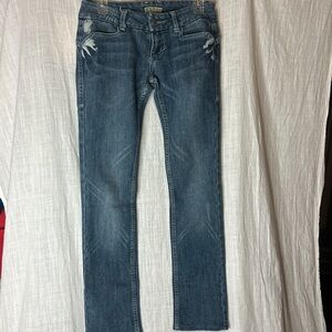 William Rast Savoy Ultra Low rise Trouser Distressed Bleached Blue Jeans